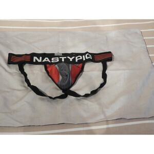Mens Nasty Pig Jock | Red Classic Cut Carbon  Bold Logo Waistband, Gym Vibes XXL
